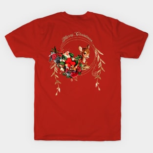 Funny Santa Claus with fawn T-Shirt